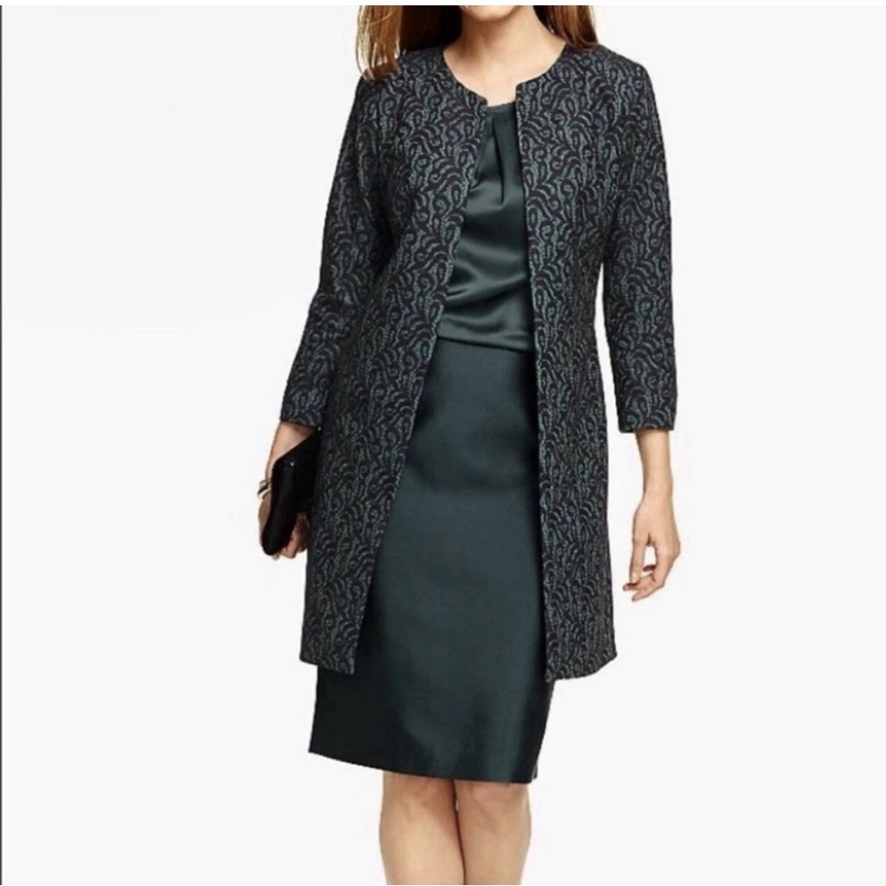 NEW Talbots Green Black Lace Overlay Open Front Jacket Plus Size 18W